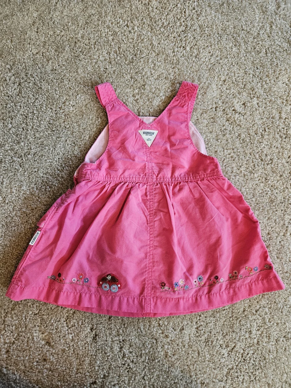 OshKosh B'gosh Bright Pink Embroidered Bird & Flower Jumper - Size 12mo